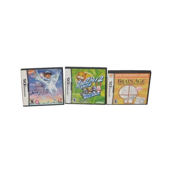 Nintendo DS Blue Handheld Game System with Case, Cord & Lot of 8 Games